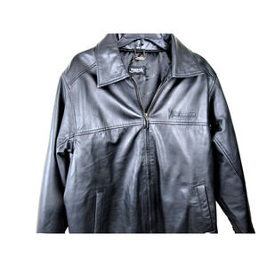 Burks Bay Leather Jacket MICHELIN Tire Sz Large Black Tire Advertising Logo